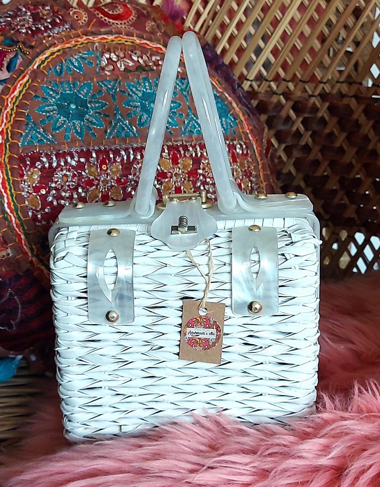 1950's Basket Weave Box Bag
