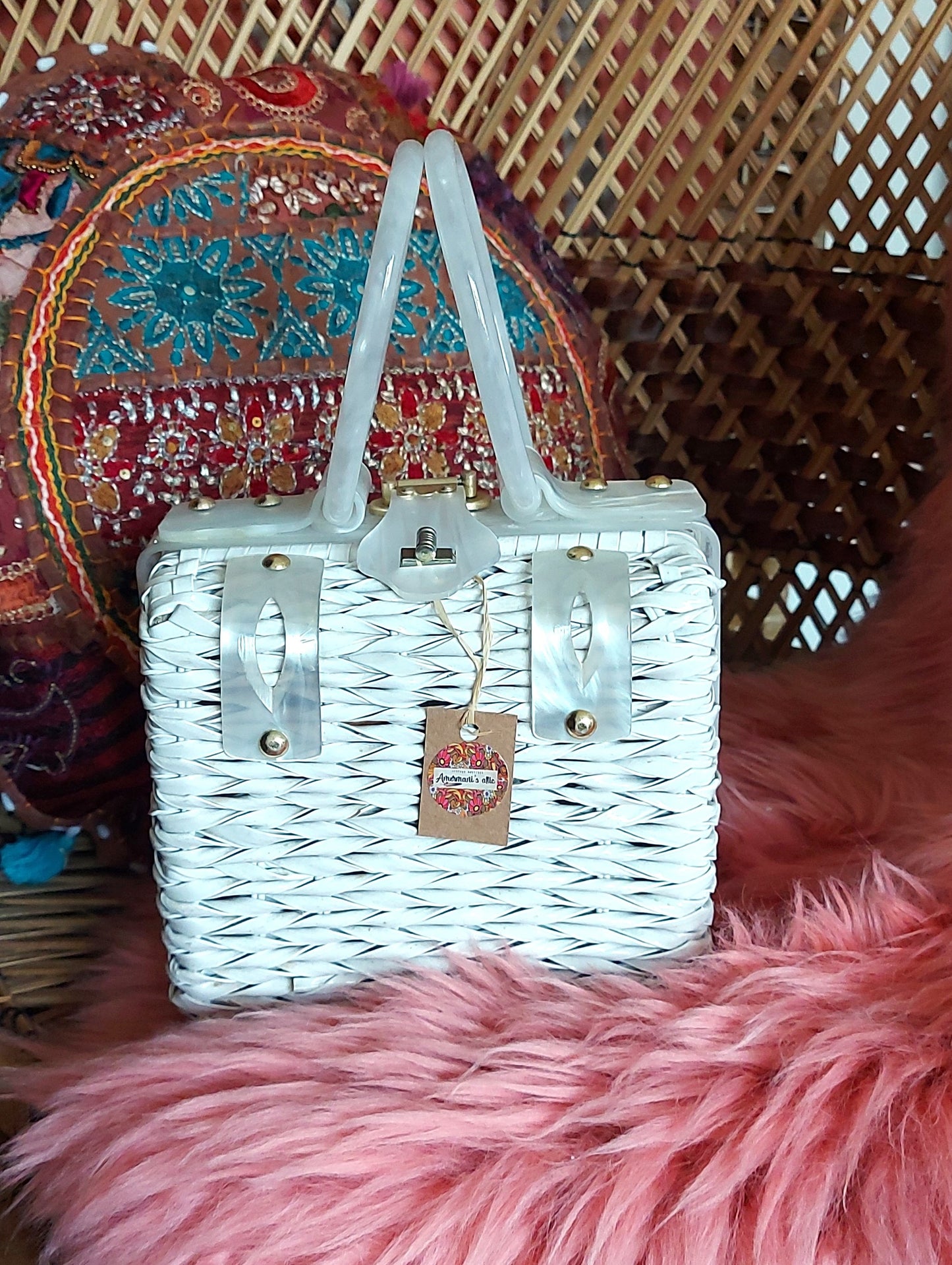 1950's Basket Weave Box Bag
