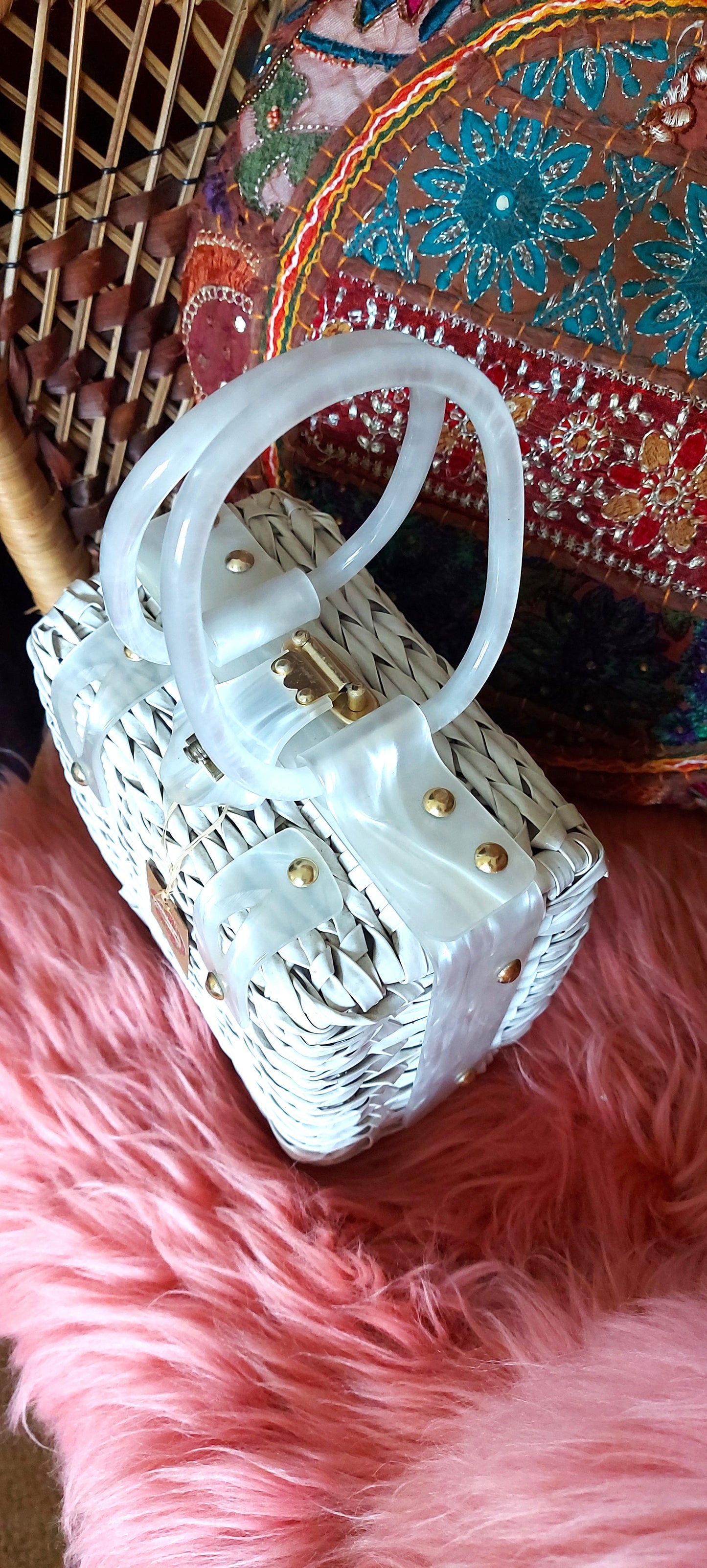 1950's Basket Weave Box Bag