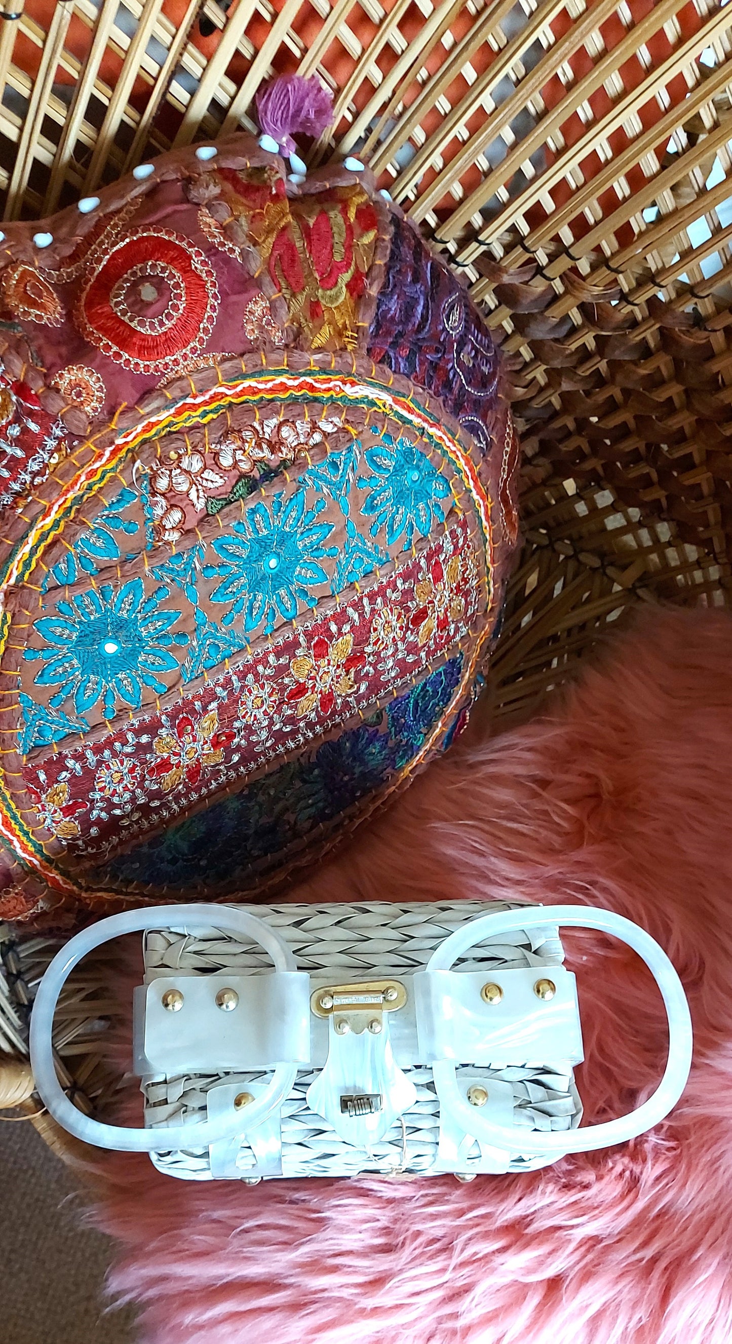 1950's Basket Weave Box Bag