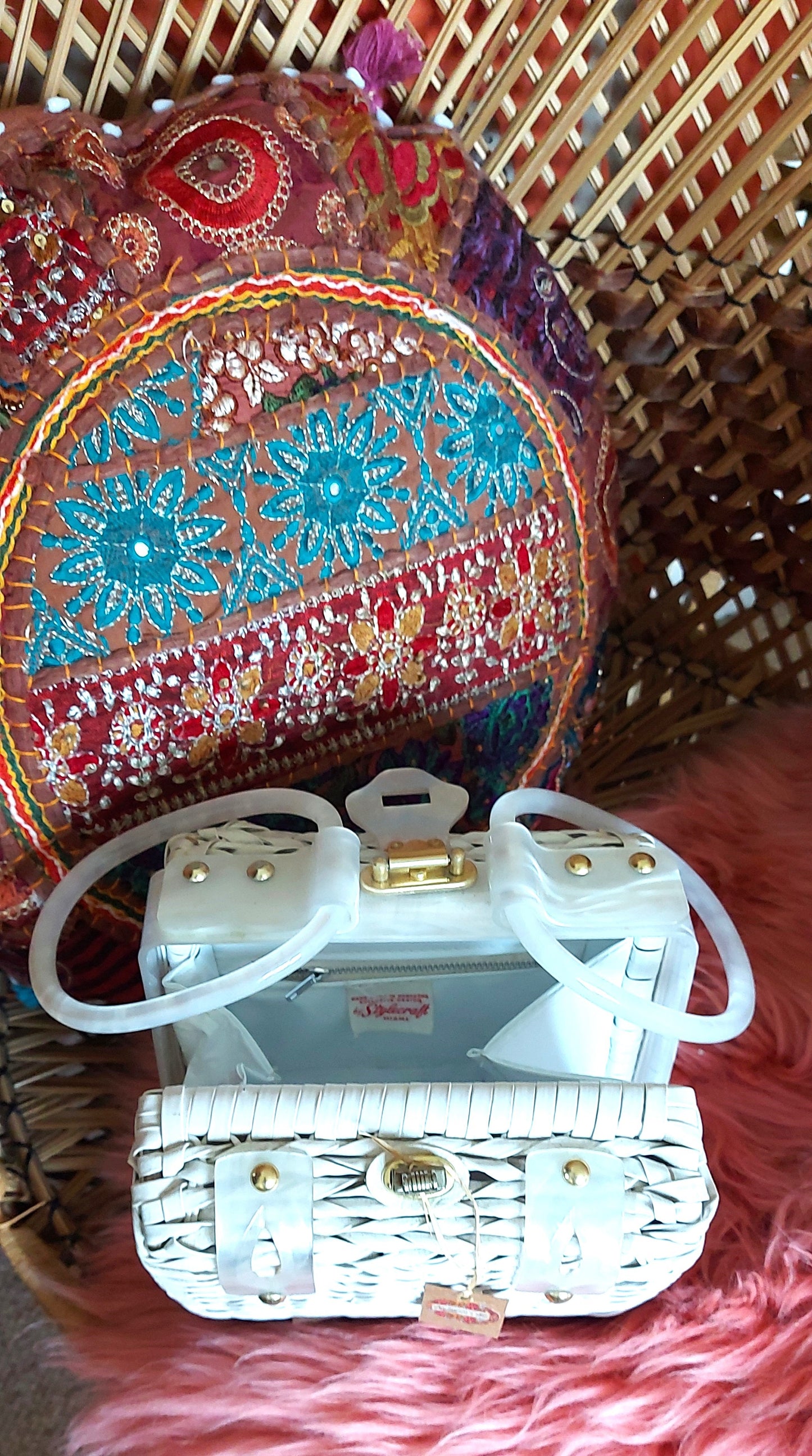 1950's Basket Weave Box Bag