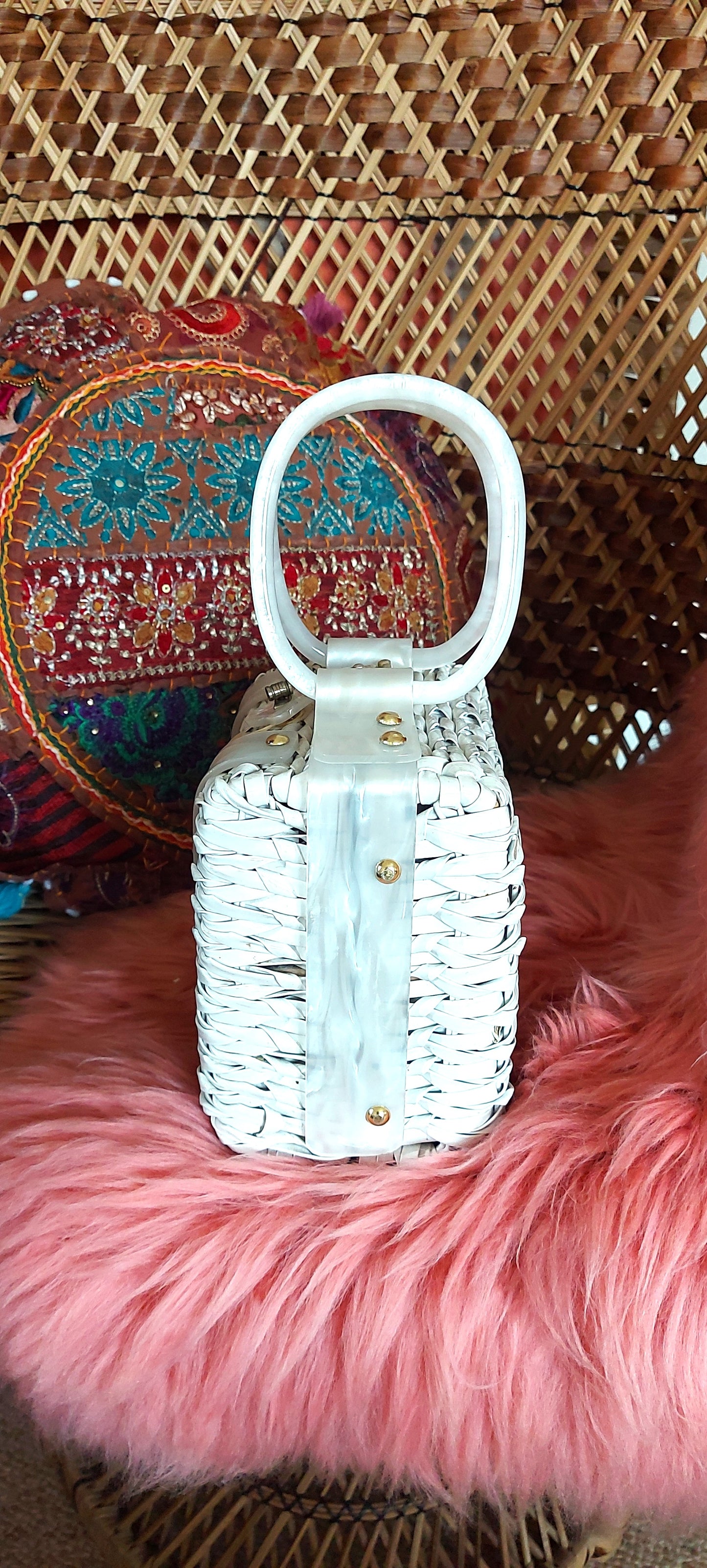 1950's Basket Weave Box Bag