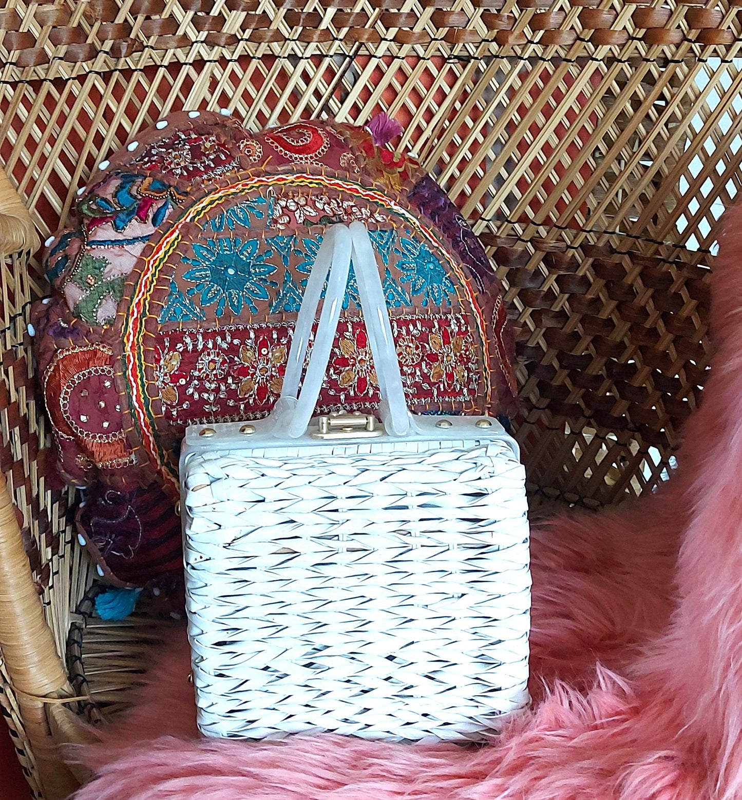 1950's Basket Weave Box Bag