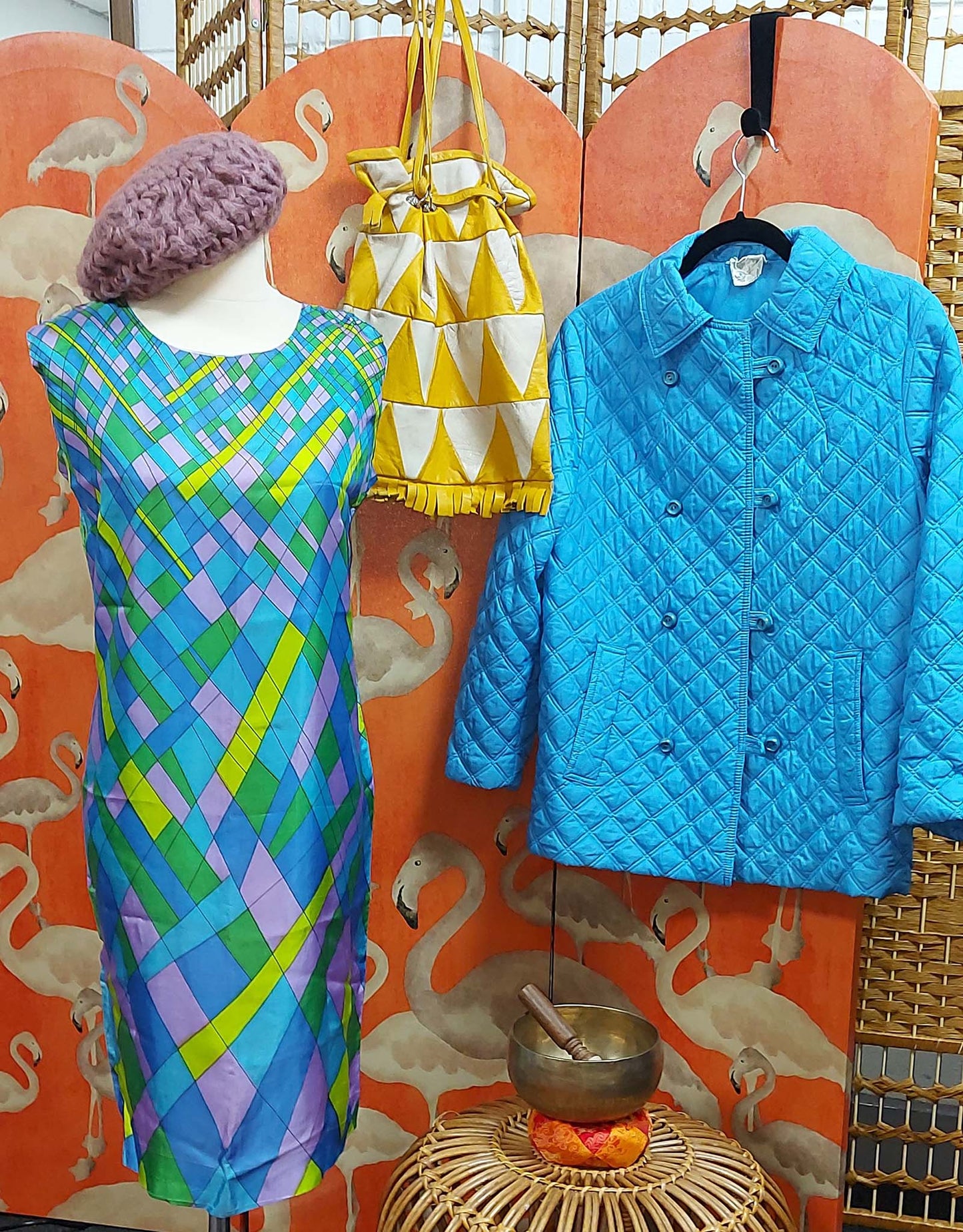 1960's Come fly with me ! Geometric Print Shift Dress