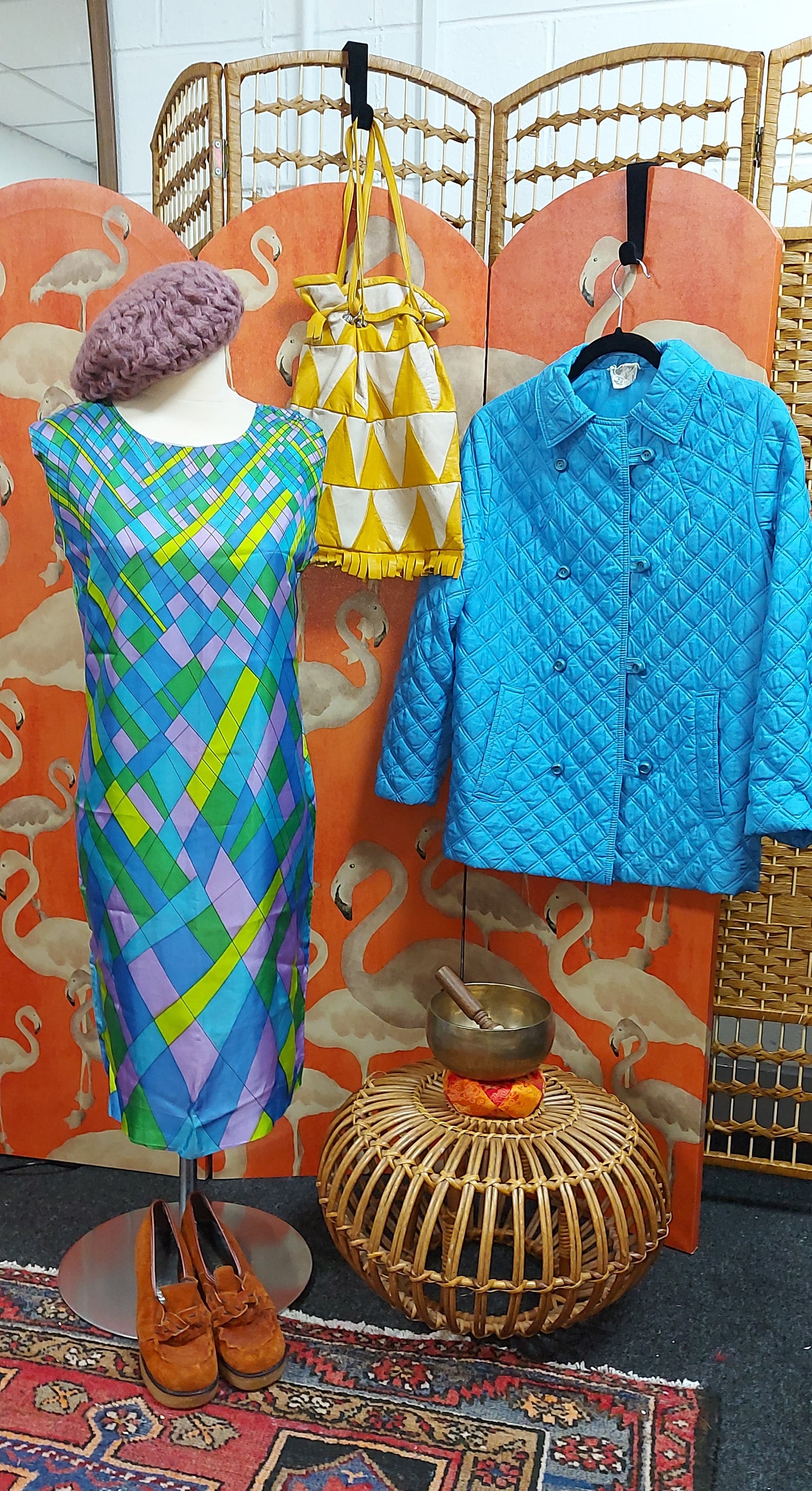 1960's Come fly with me ! Geometric Print Shift Dress