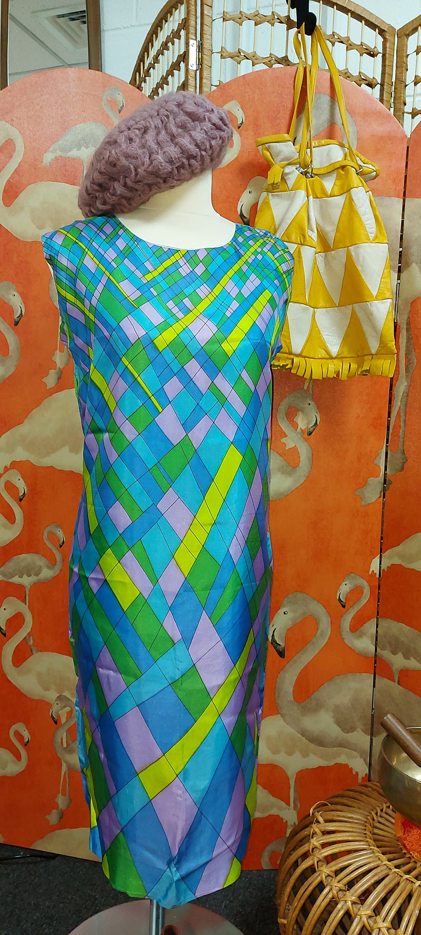 1960's Come fly with me ! Geometric Print Shift Dress