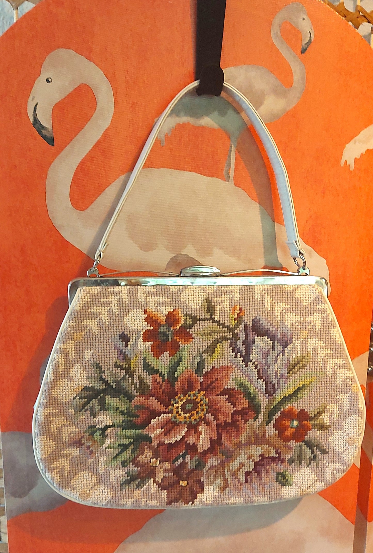1960's Floral needle point tapestry Bag