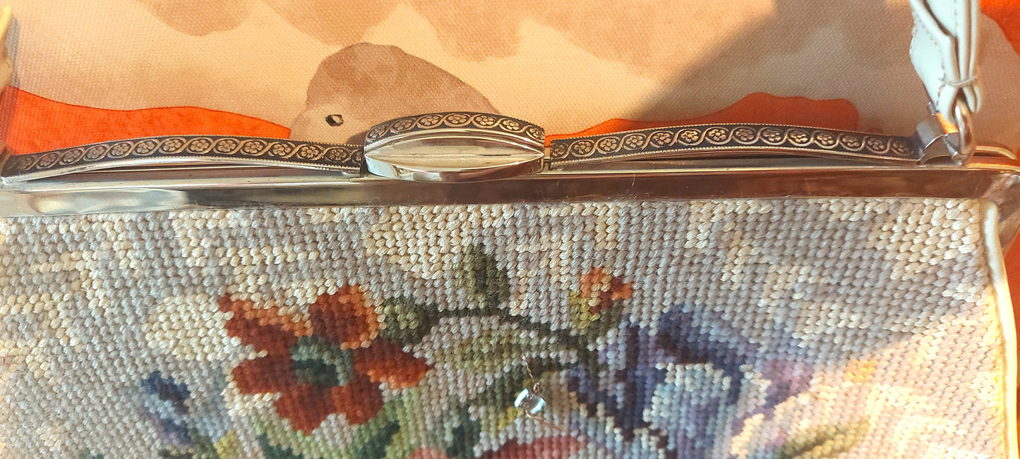 1960's Floral needle point tapestry Bag