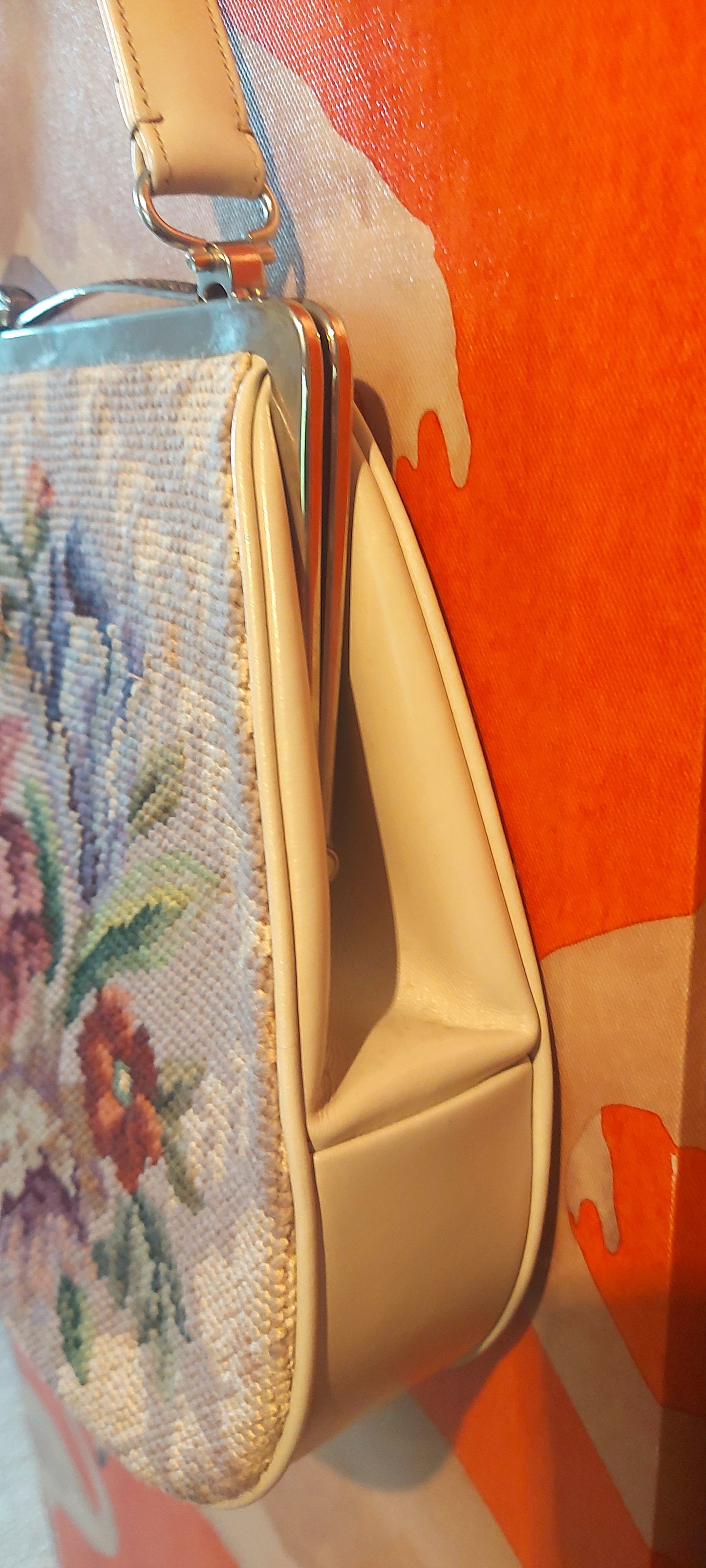 1960's Floral needle point tapestry Bag