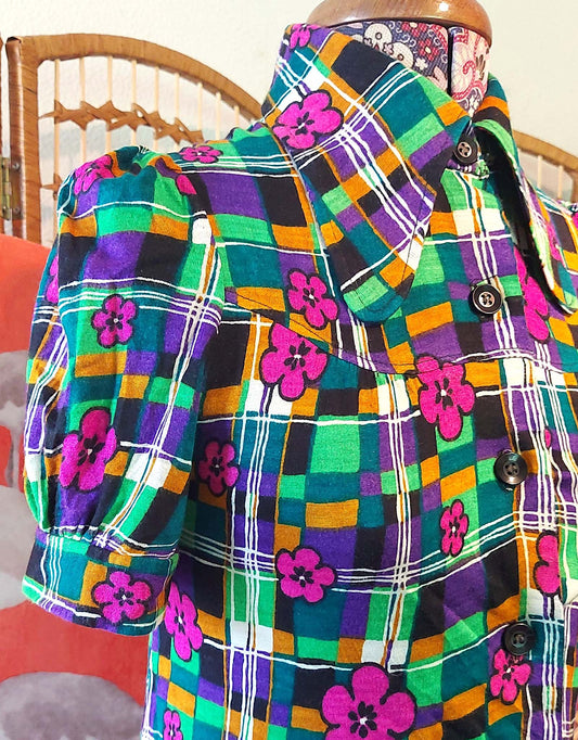 1970's St Michaels Psychedelic Beagle Collar Shirt