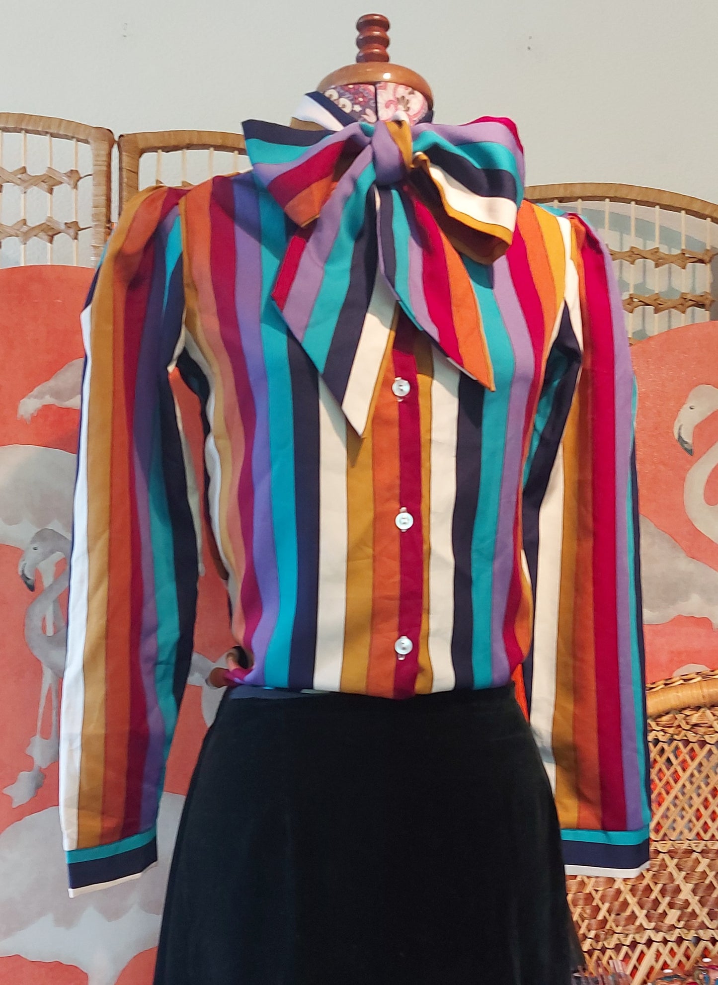Anne with an E ! Pussy Bow Stripes on Stripes Puff Sleeves shirt