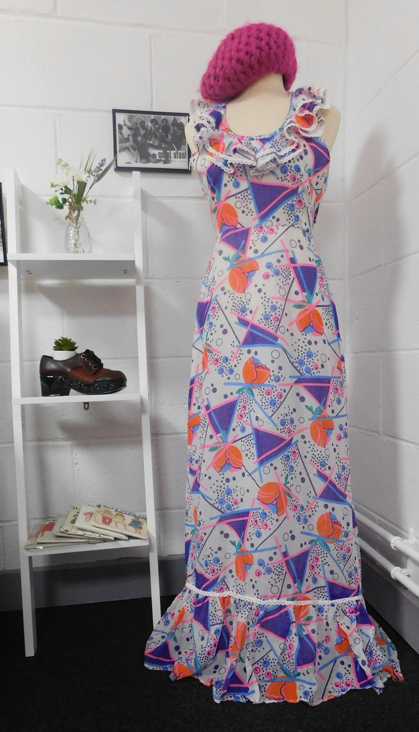 Rare Psychedelic 'free spirits' Halter neck Maxi Dress by Shubette of London