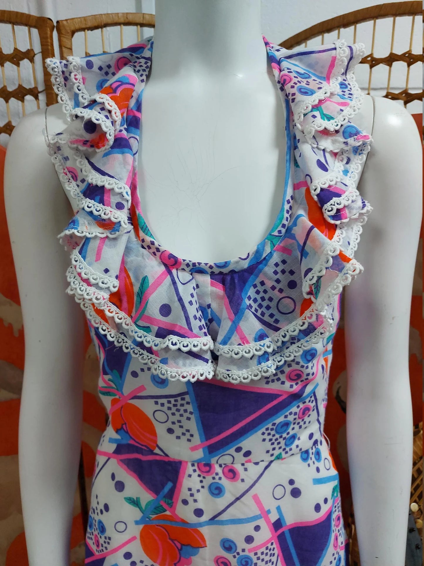 Rare Psychedelic 'free spirits' Halter neck Maxi Dress by Shubette of London