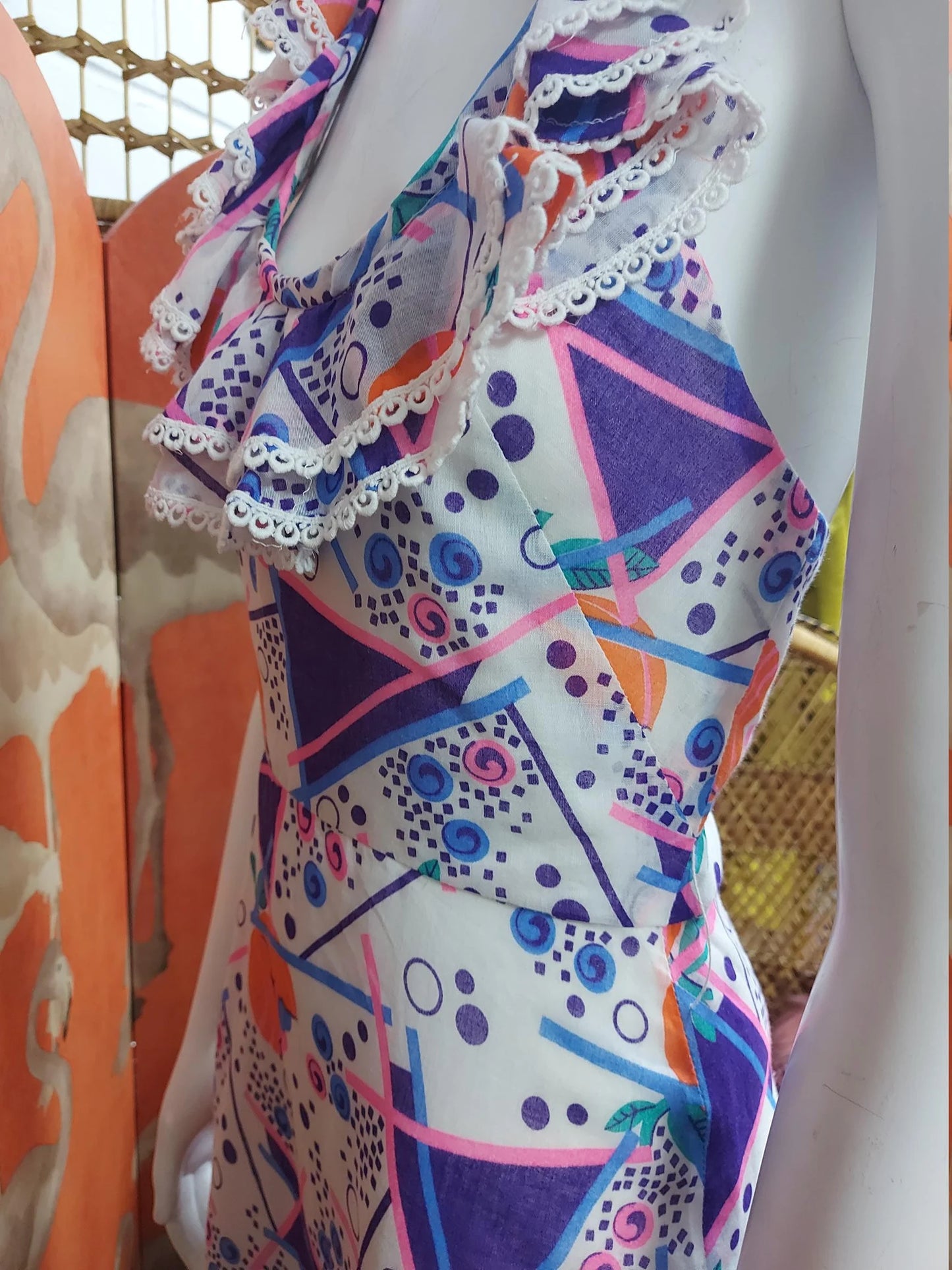 Rare Psychedelic 'free spirits' Halter neck Maxi Dress by Shubette of London