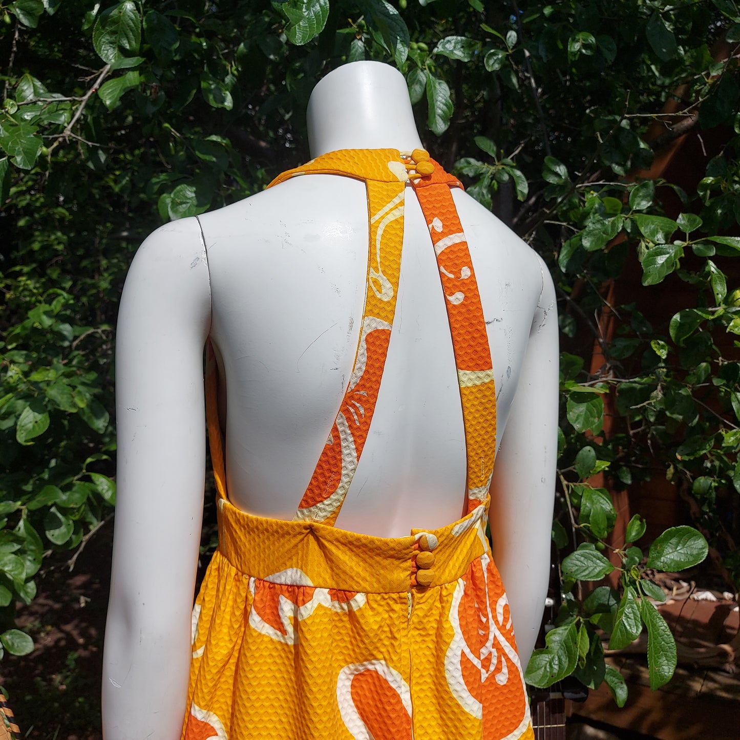 1970's rare Floating Hibiscus Honolulu Maxi Dress