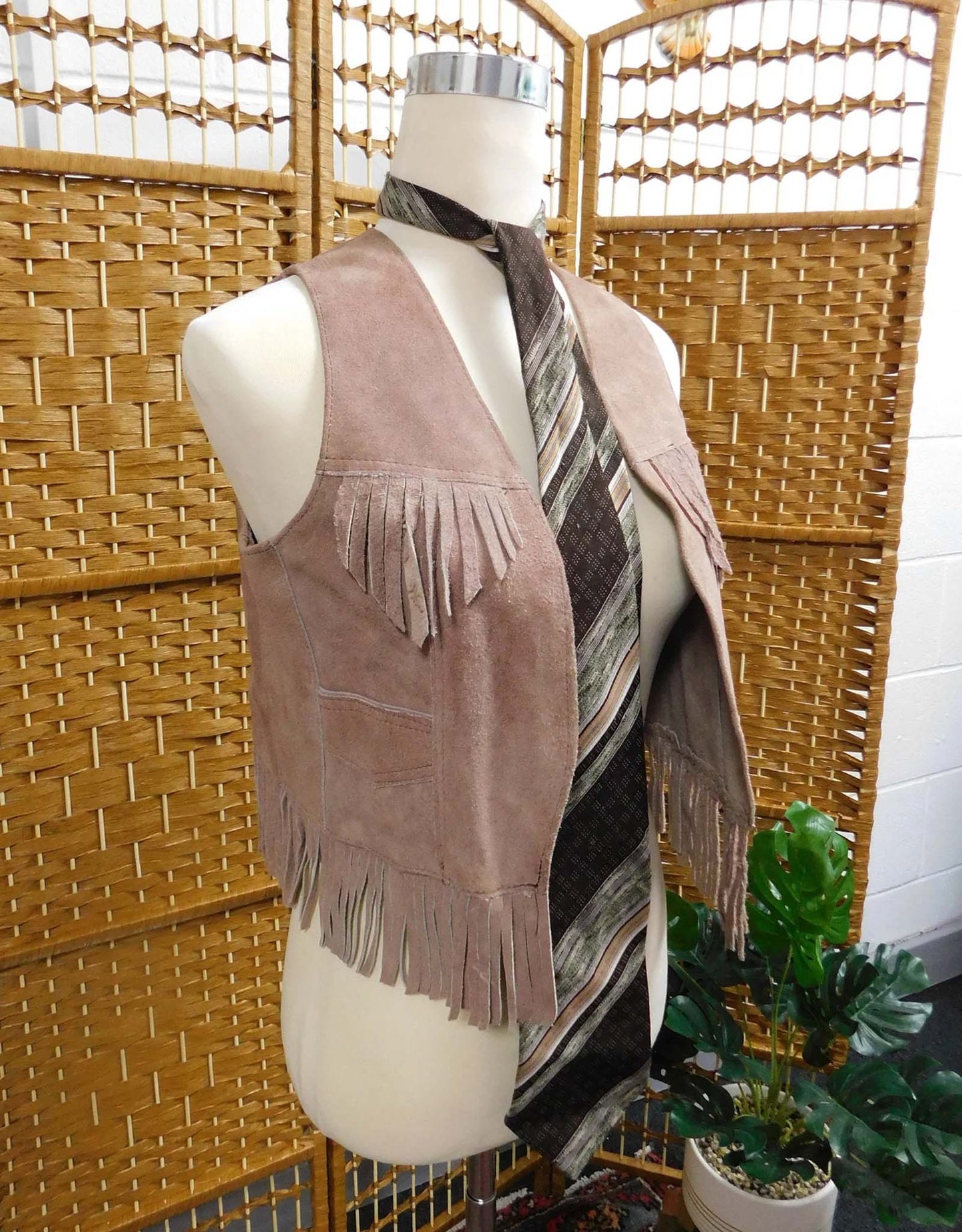 1970's Vintage Navaro Suede Tassle Waistcoat