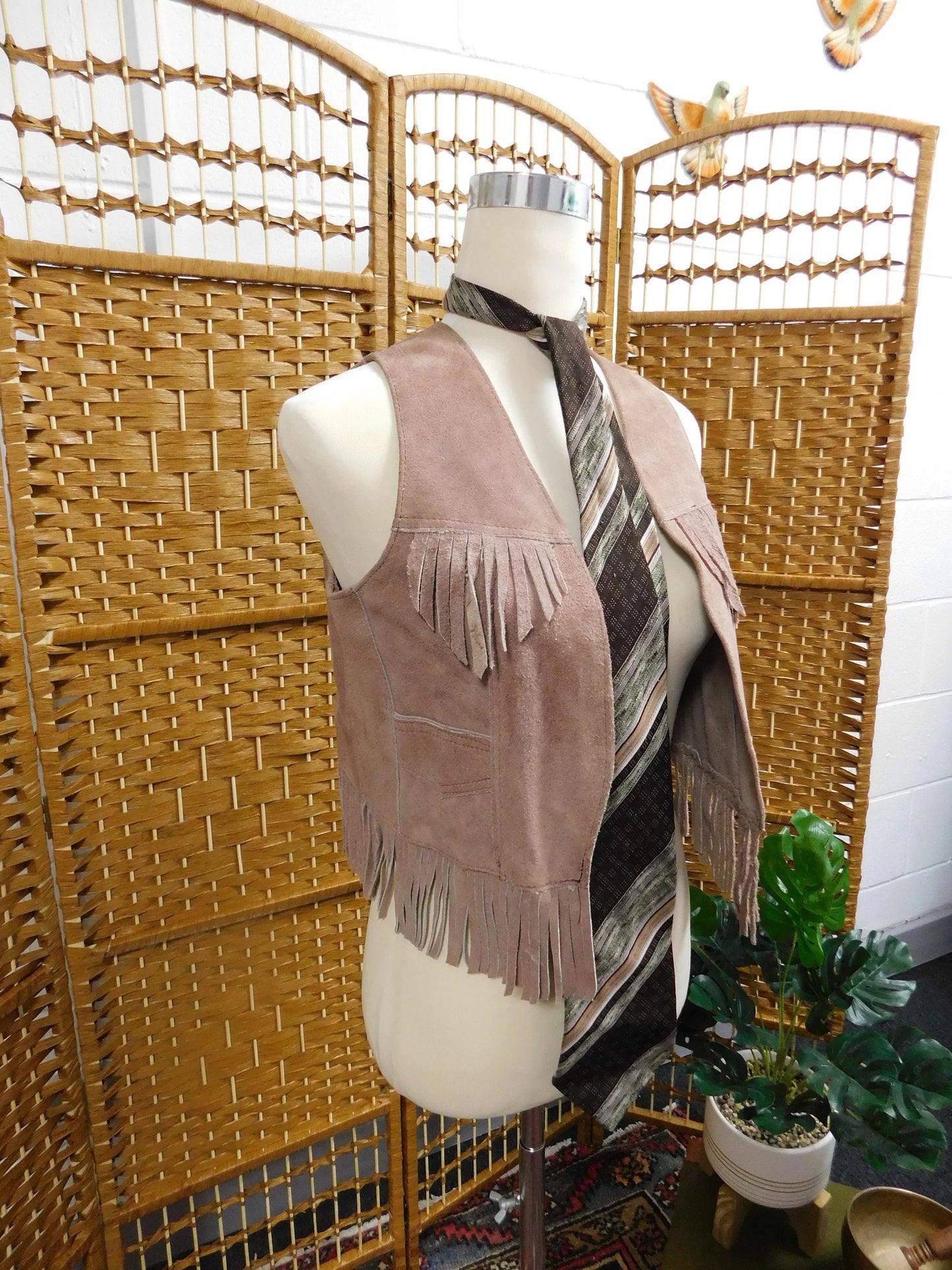 1970's Vintage Navaro Suede Tassle Waistcoat