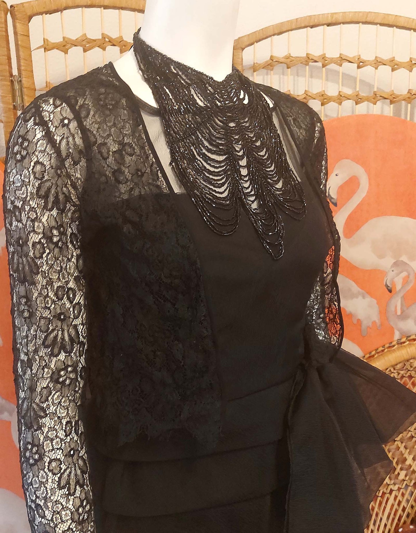 C1900 Victorian Black Lace Top