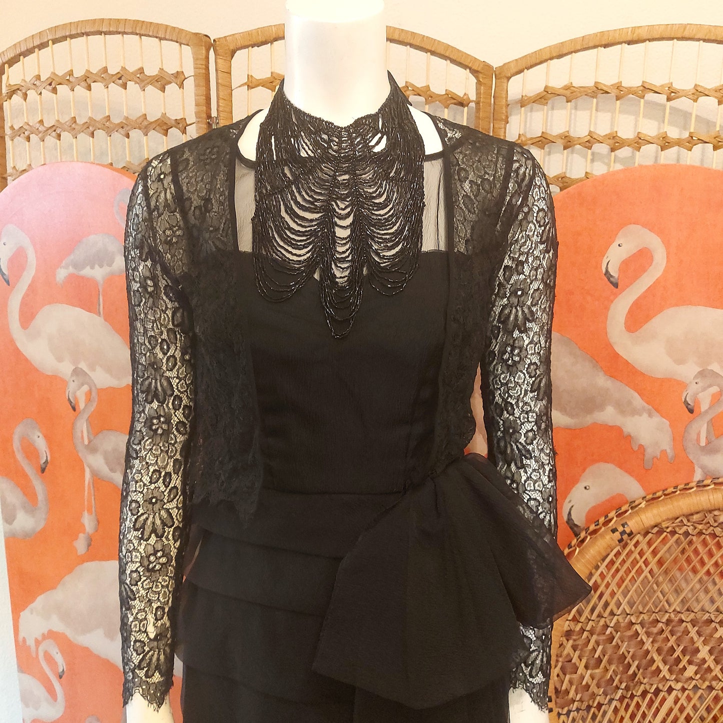 C1900 Victorian Black Lace Top