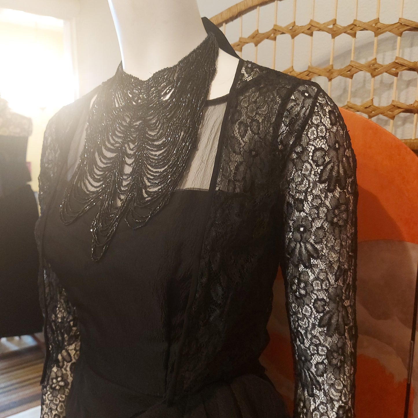 C1900 Victorian Black Lace Top