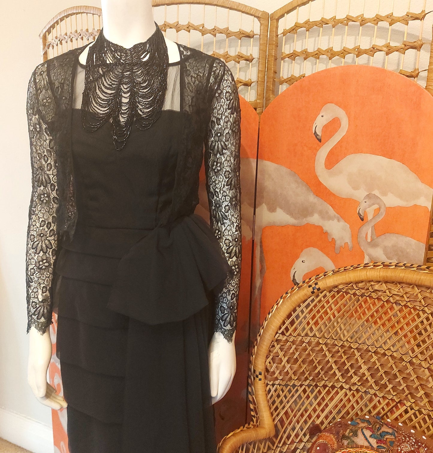 C1900 Victorian Black Lace Top