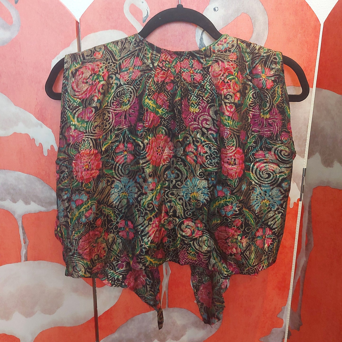 1920's Lame silk patterned bolero tie top