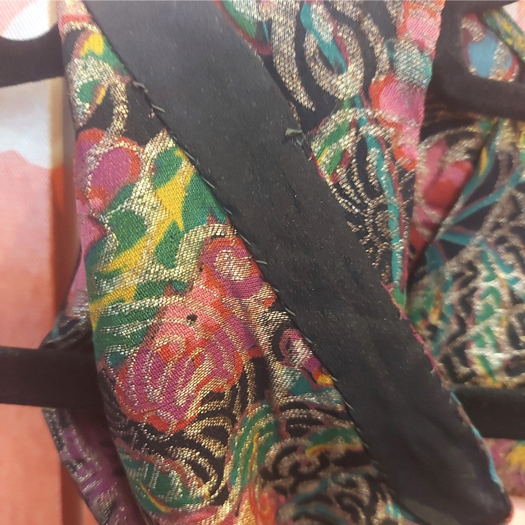 1920's Lame silk patterned bolero tie top