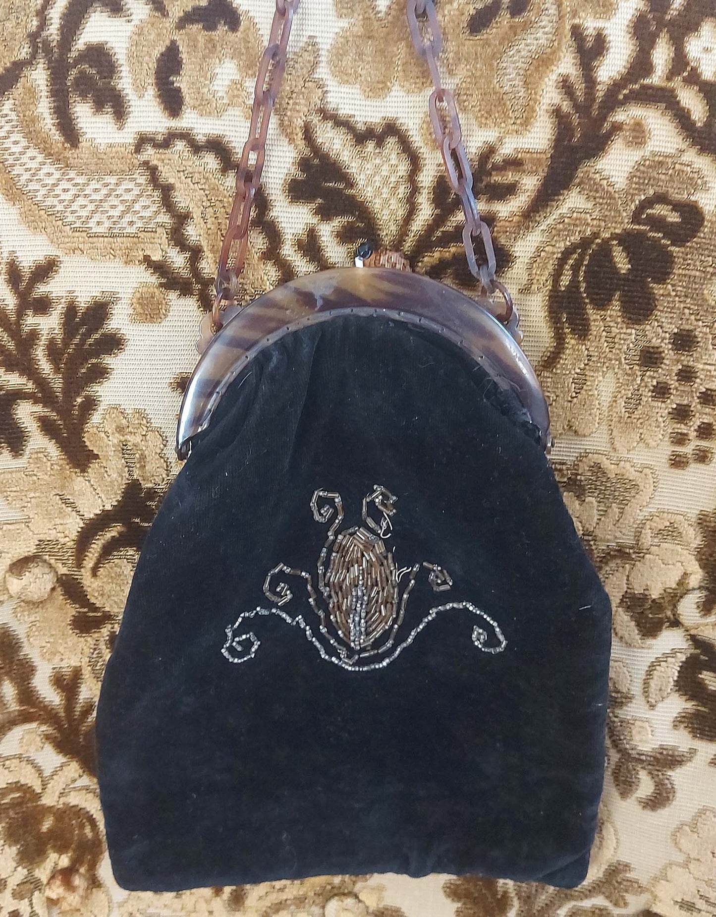 1920's velvet and Lucite Beetle bag