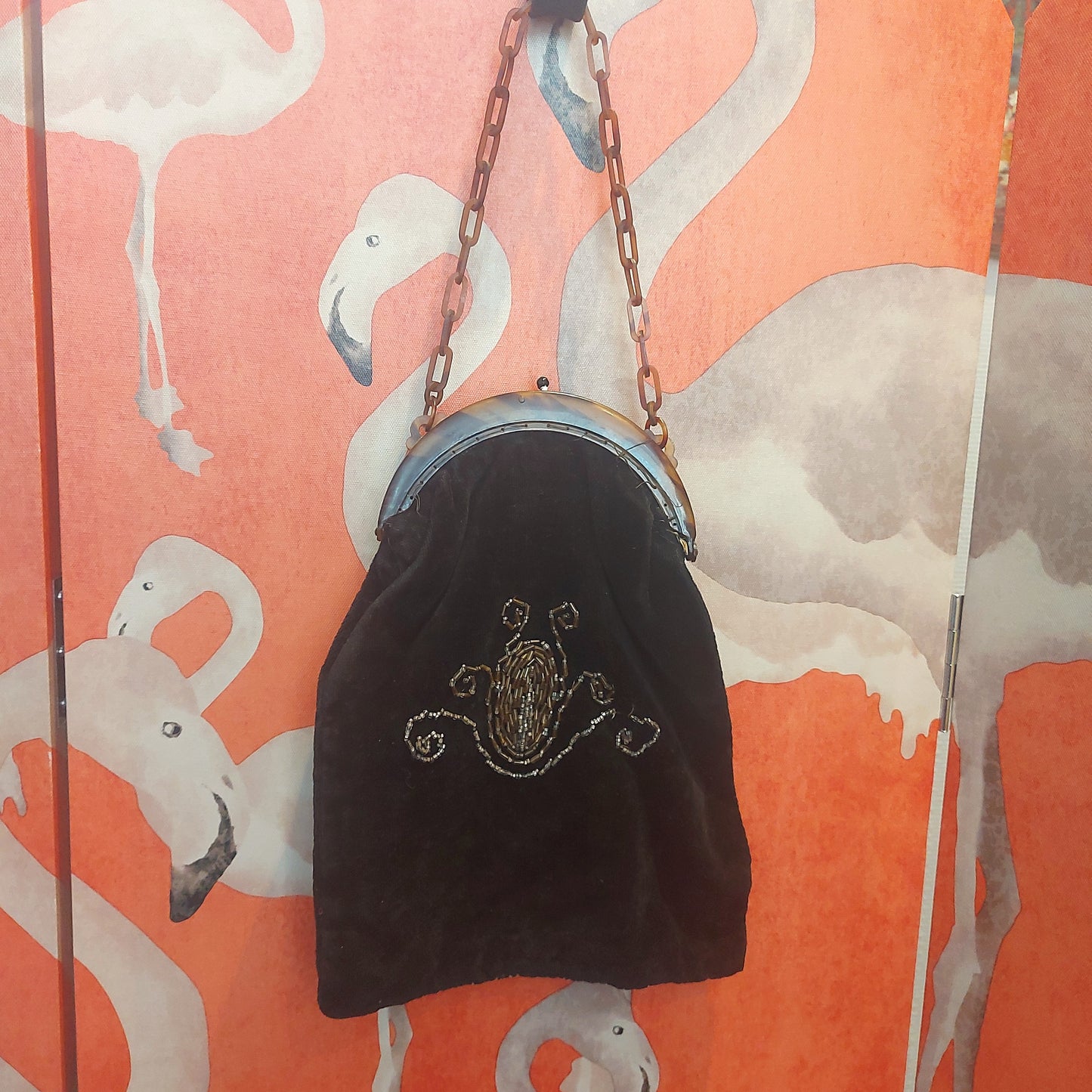 1920's velvet and Lucite Beetle bag
