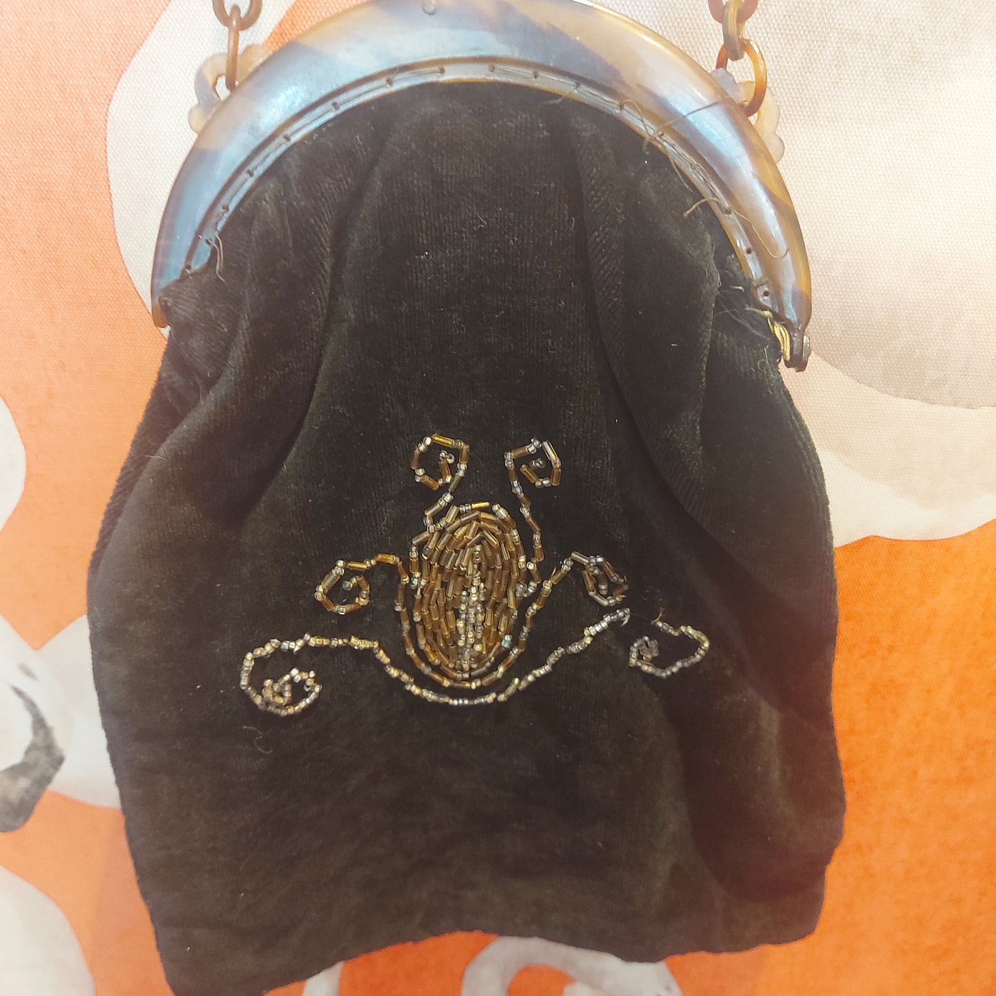1920's velvet and Lucite Beetle bag