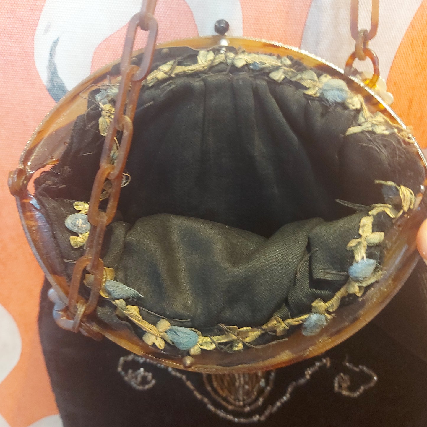 1920's velvet and Lucite Beetle bag