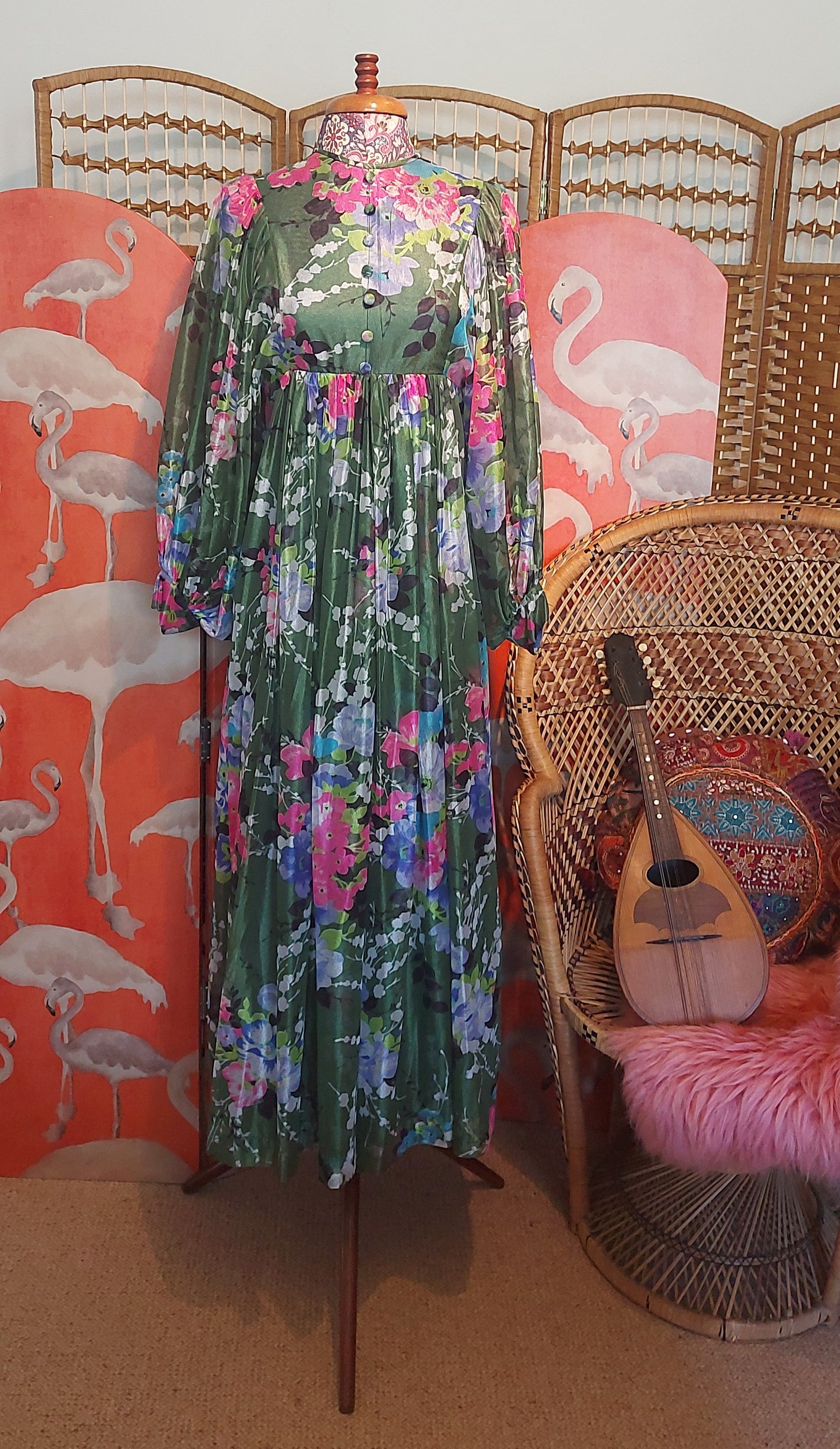 Balloon Sleeve flower to the power Maxi Dress