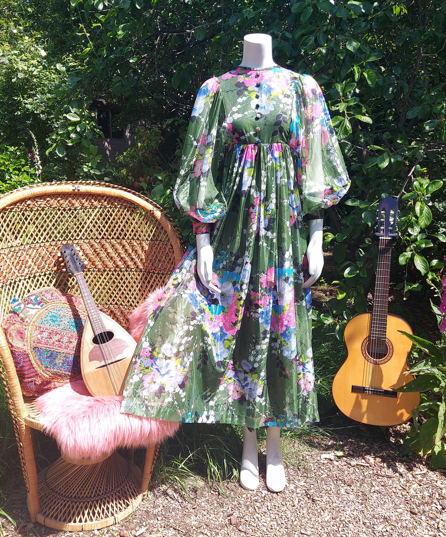 Balloon Sleeve flower to the power Maxi Dress