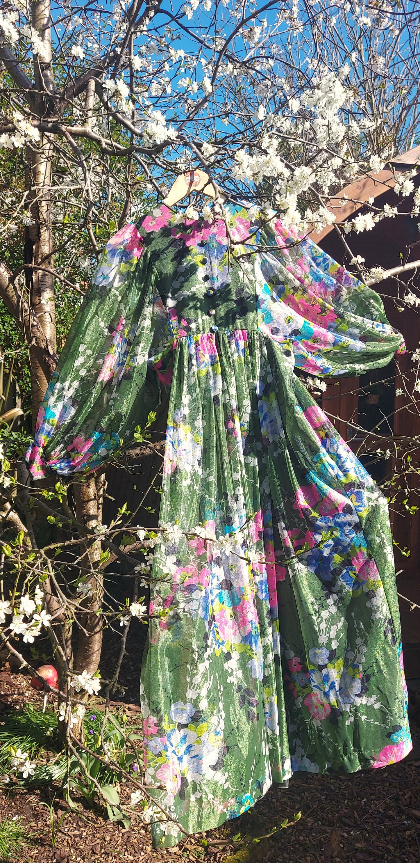 Balloon Sleeve flower to the power Maxi Dress