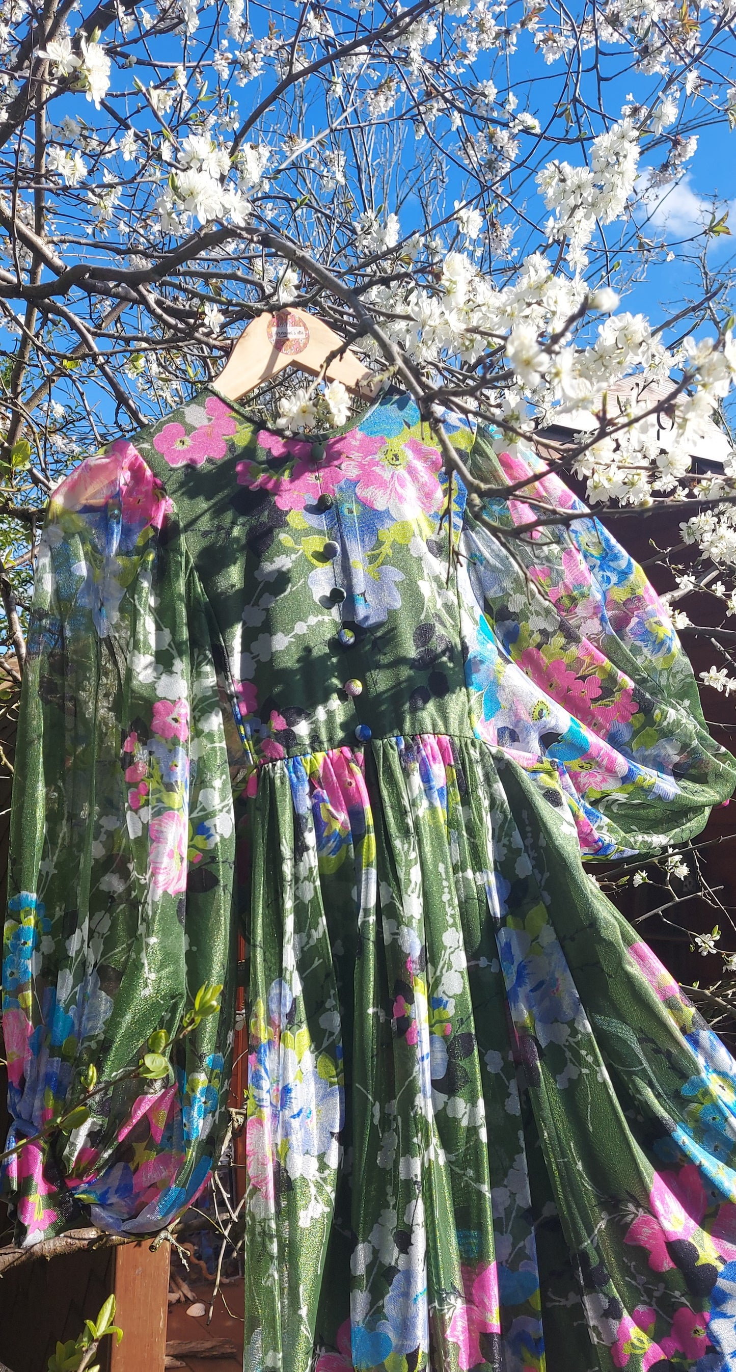 Balloon Sleeve flower to the power Maxi Dress
