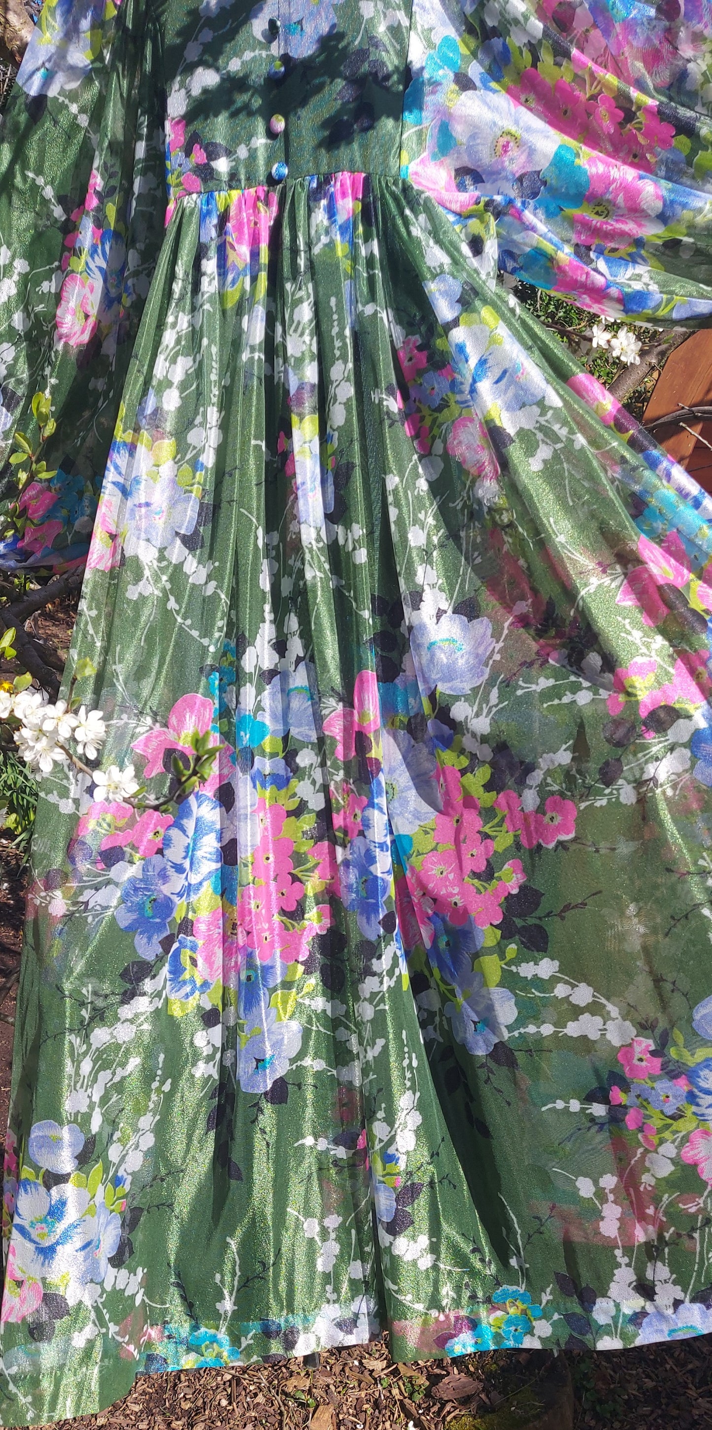 Balloon Sleeve flower to the power Maxi Dress