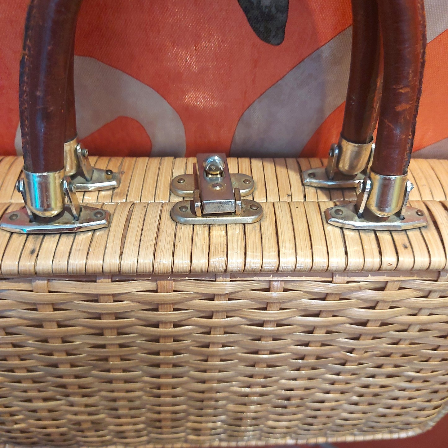 Beautiful 1950's Butterfly and Floral Needlepoint and Wicker Bag