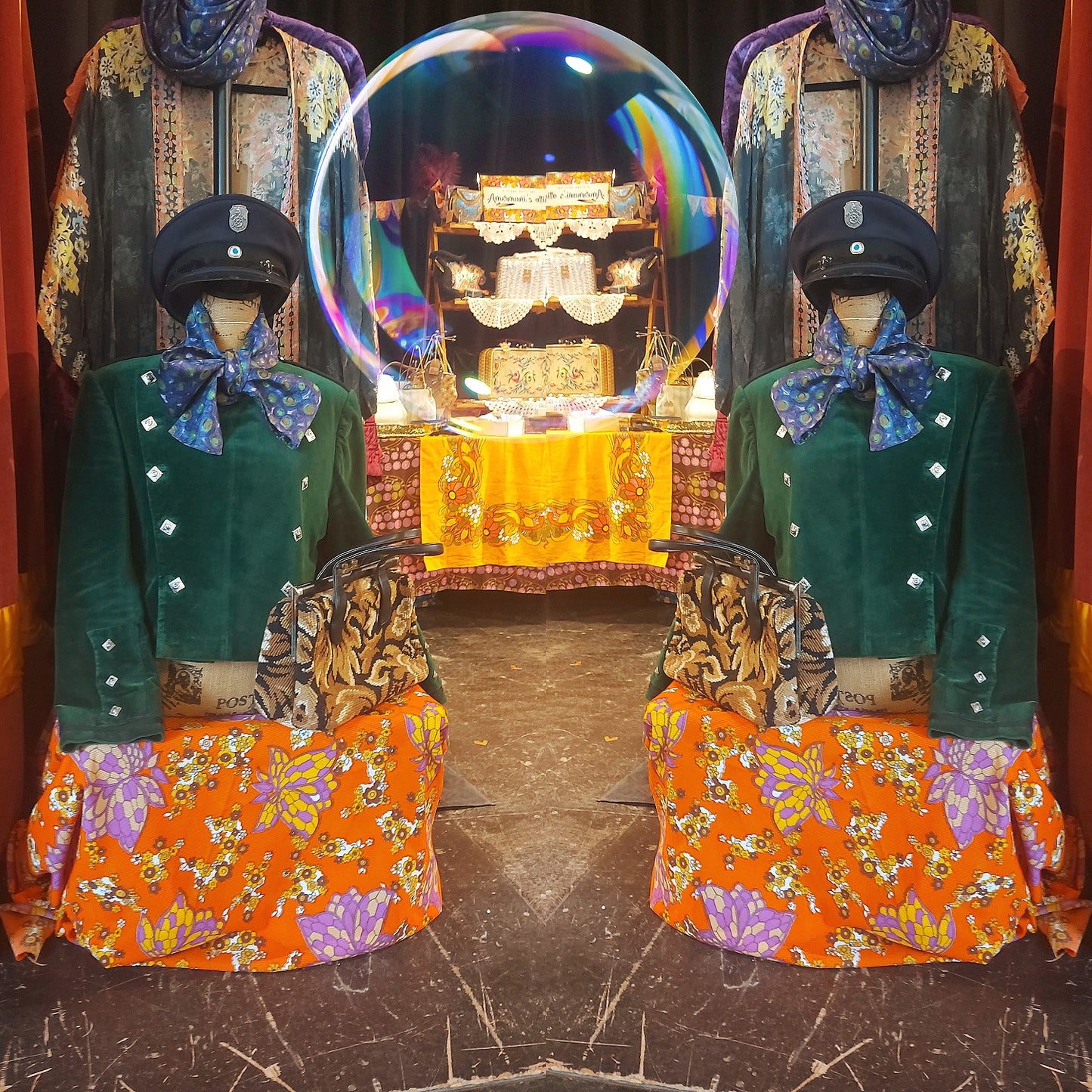 Steam punk green goddess velvet Military Jacket