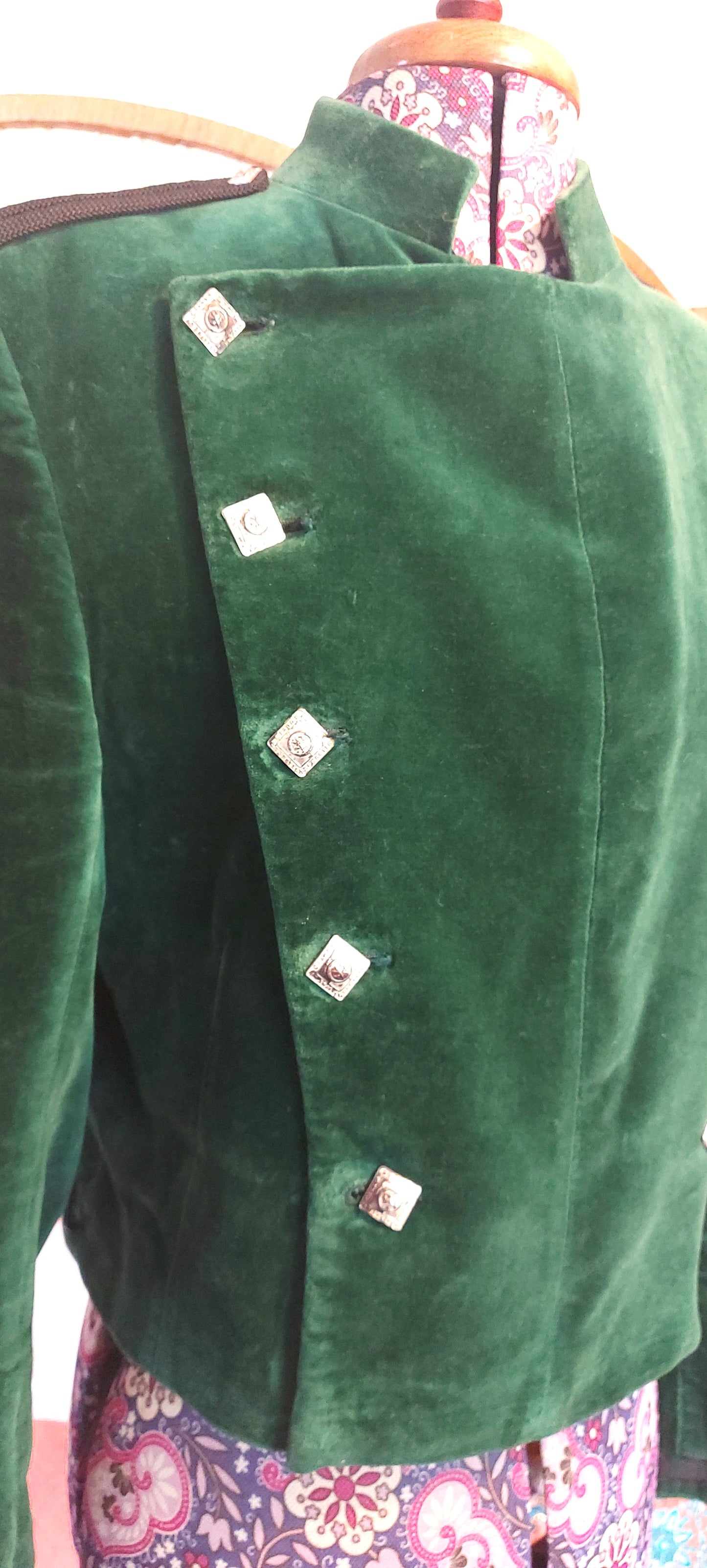 Steam punk green goddess velvet Military Jacket