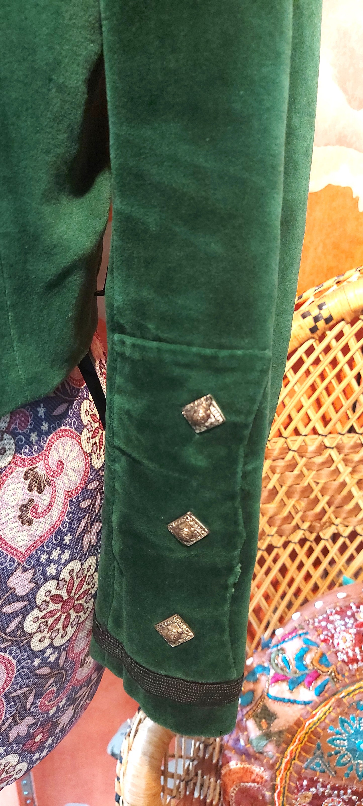 Steam punk green goddess velvet Military Jacket