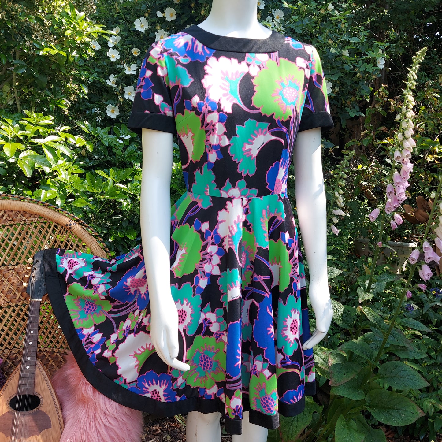 1960's designer Louis Feraud Psychedelic poppies Dress