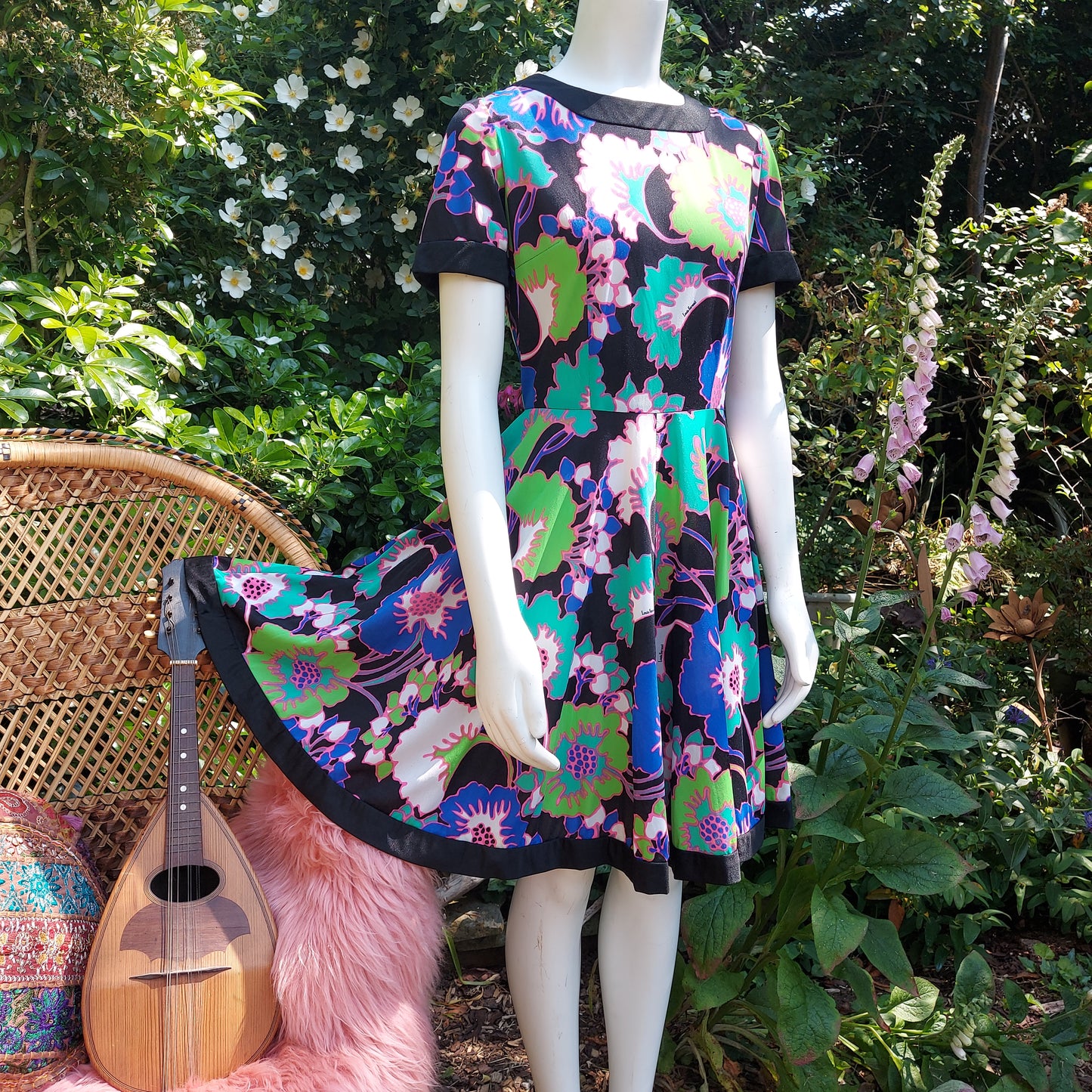 1960's designer Louis Feraud Psychedelic poppies Dress