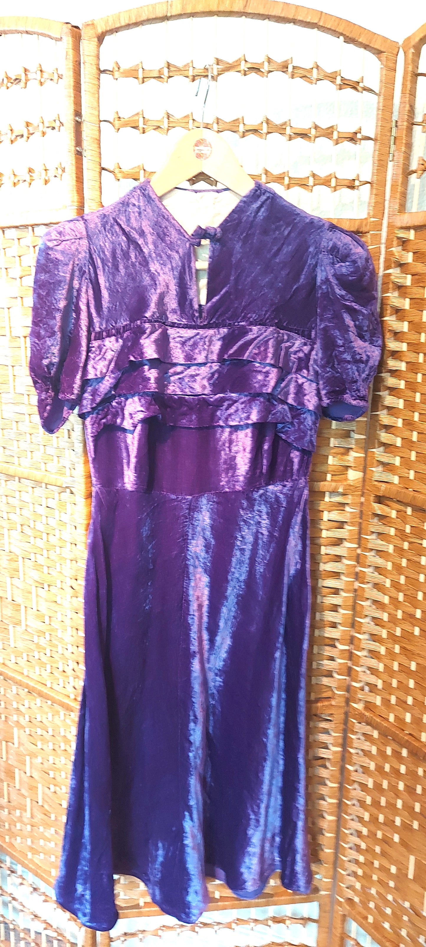 1930's Purple Velvet Dress