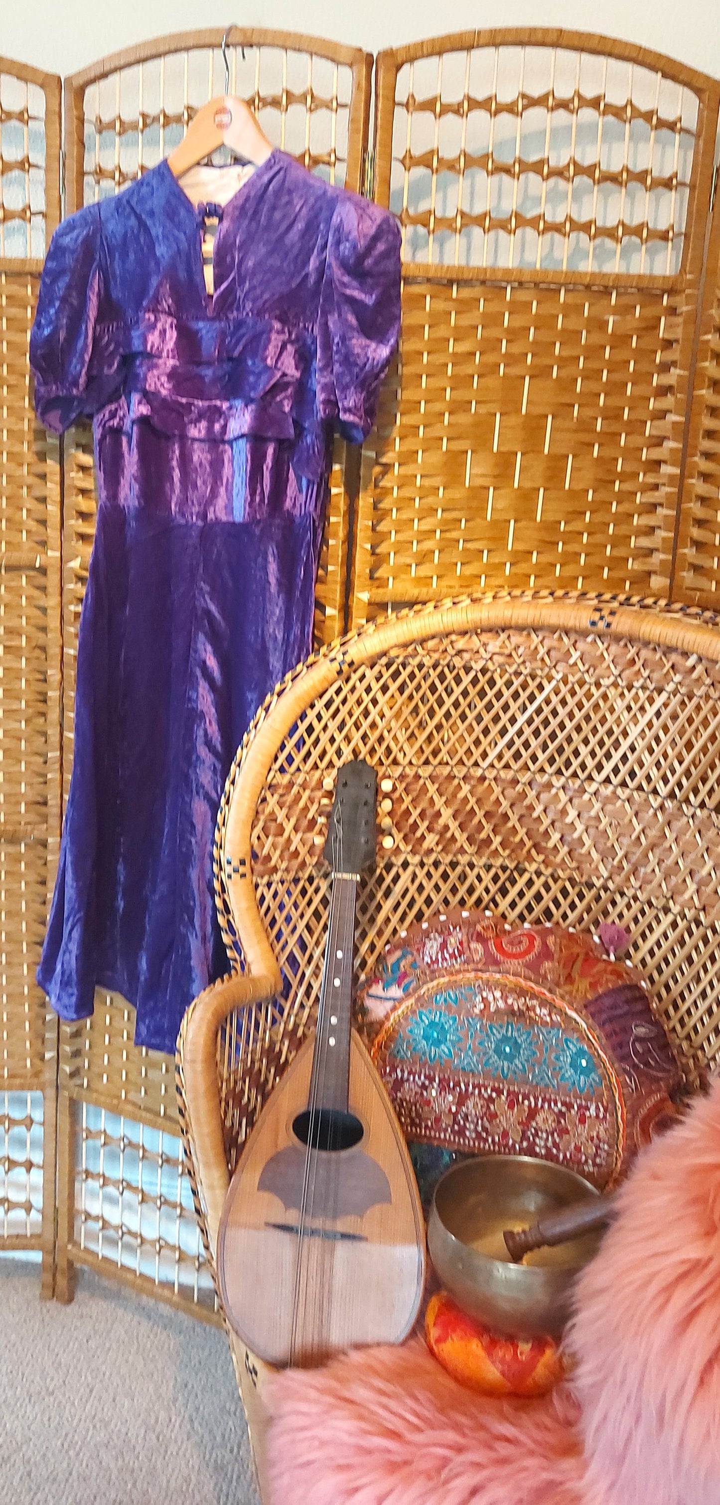 1930's Purple Velvet Dress