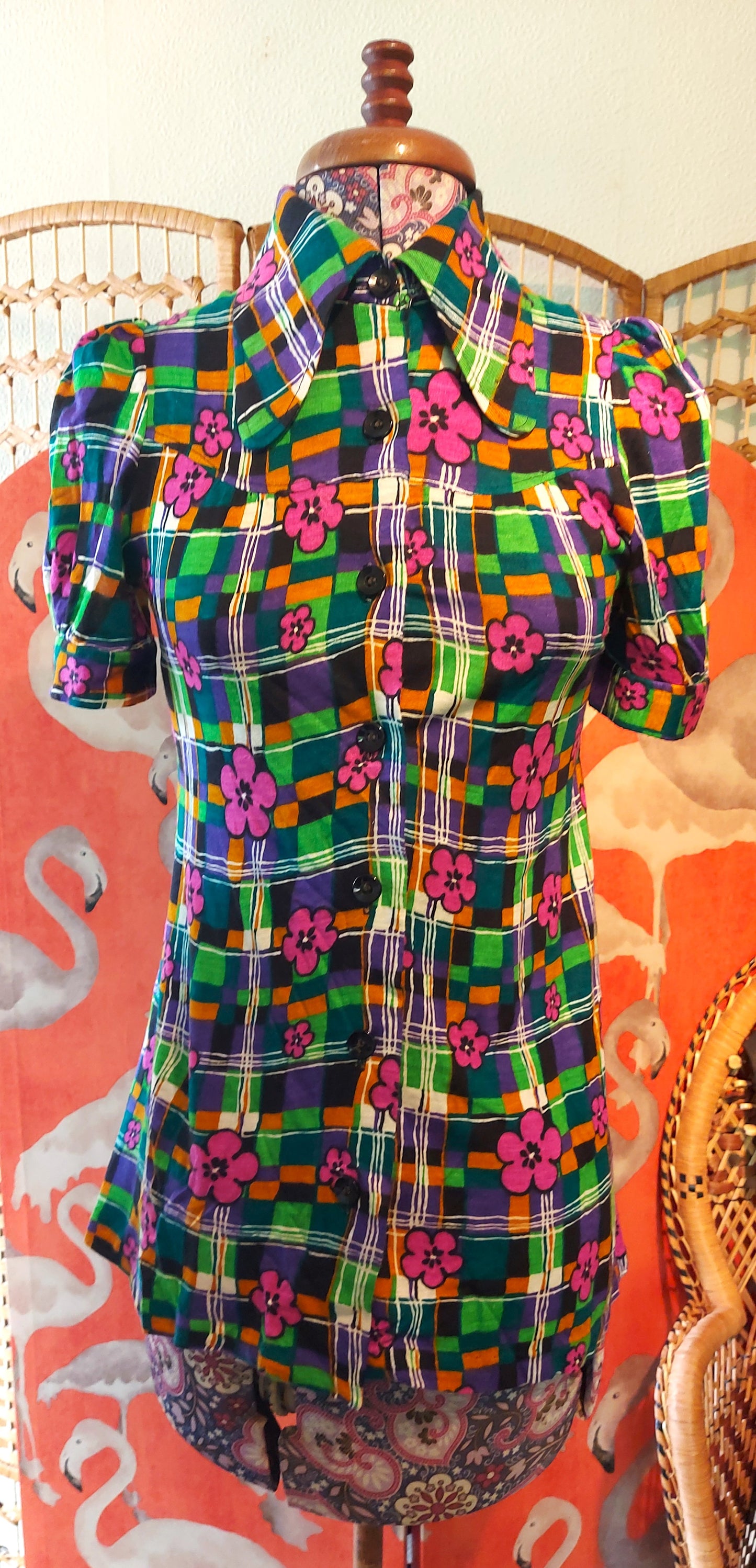 1970's St Michaels Psychedelic Beagle Collar Shirt